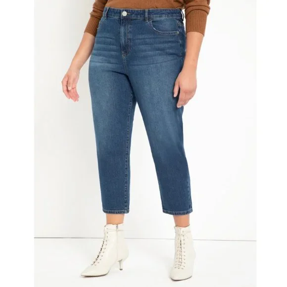 Eloquii Classic Fit Stretch Denim Mom Jean 26 - Picture 2 of 5